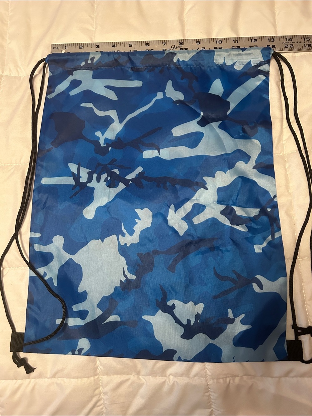 Blue Camo Drawstring Backpack - Casual Carry